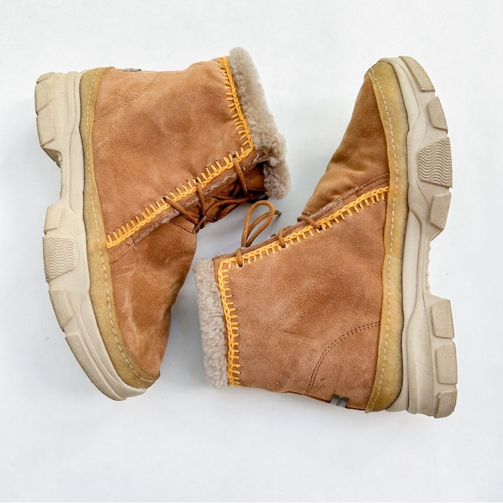 Laidback London x Free People Remy Brown Sheepskin Lined Lace-Up Ankle Boot